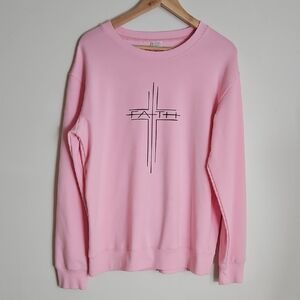 Faith Spellout Sweatshirt Womens 2XL Pink Soft Pullover